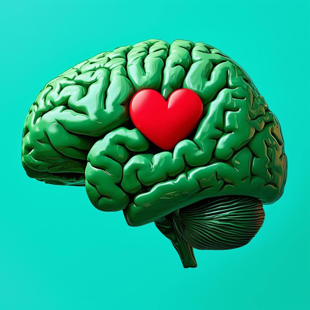Neurodivergent brain with a heart in the middle