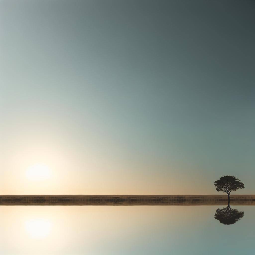 Image of the water that is reflecting the sky and a tree