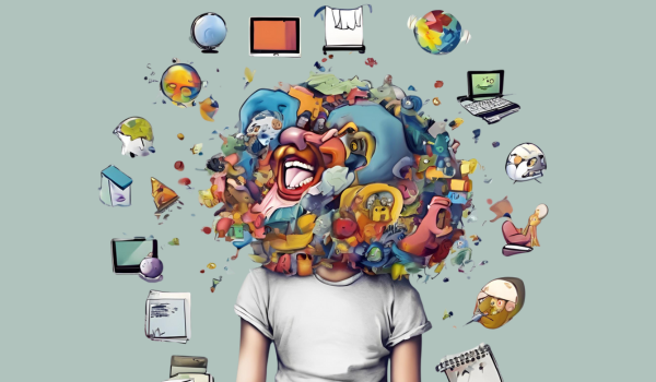 Blog of ADHD myths picture with lots of things going on around them